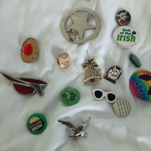 Gerry’s dove pin and charms and other pins retro 18 total
